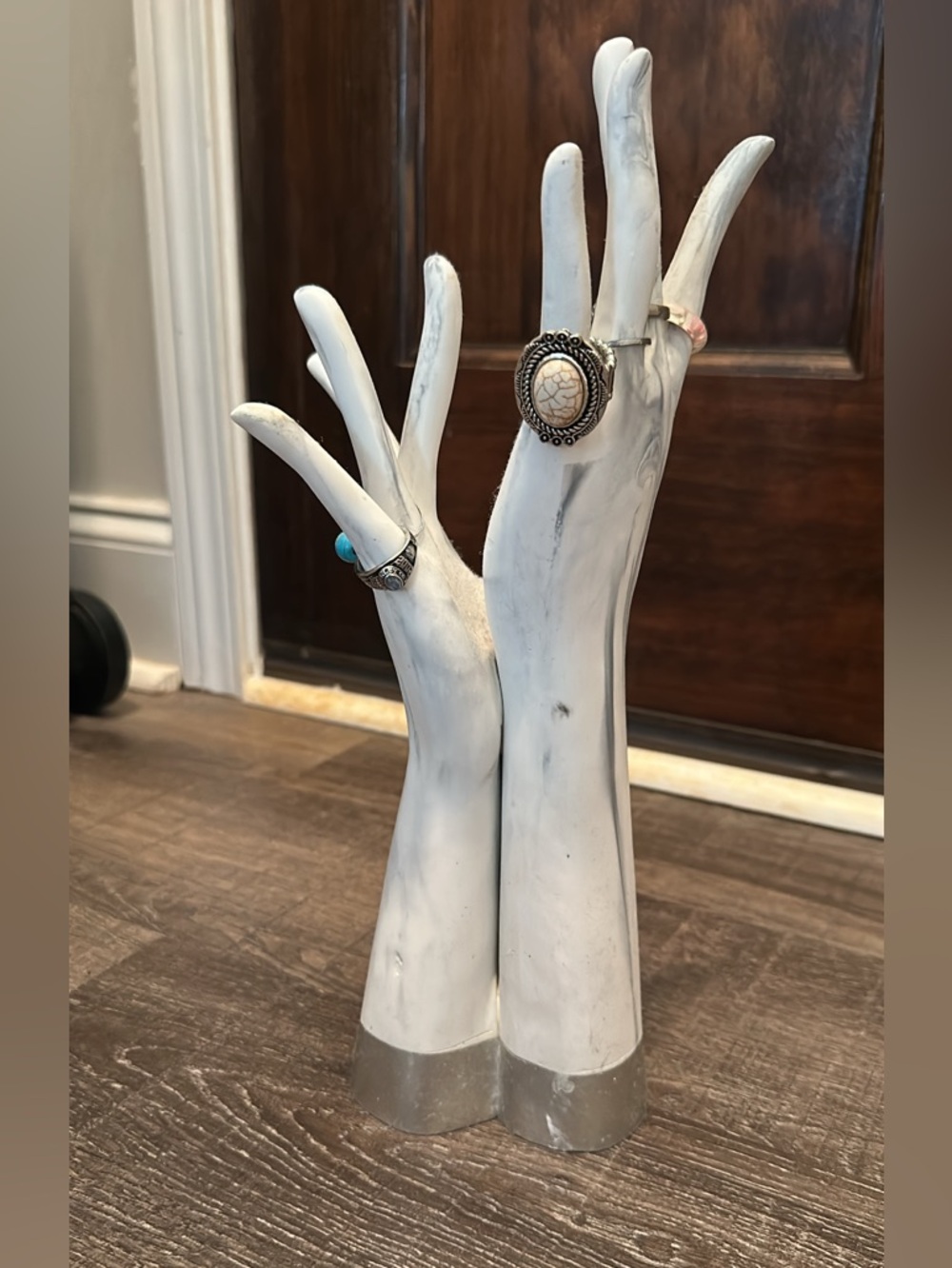 Decorative White Hand Jewelry Stand -